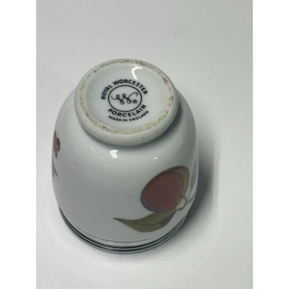 Vintage Royal Worcester Evesham Egg Coddler Fruit Porcelain Chrome Lid England